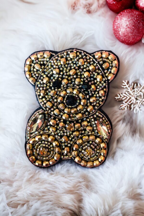 Beaded teddy brooch