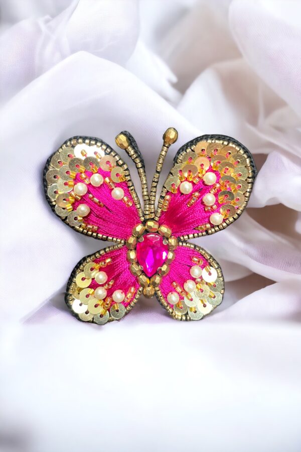 Hot pink butterfly brooch