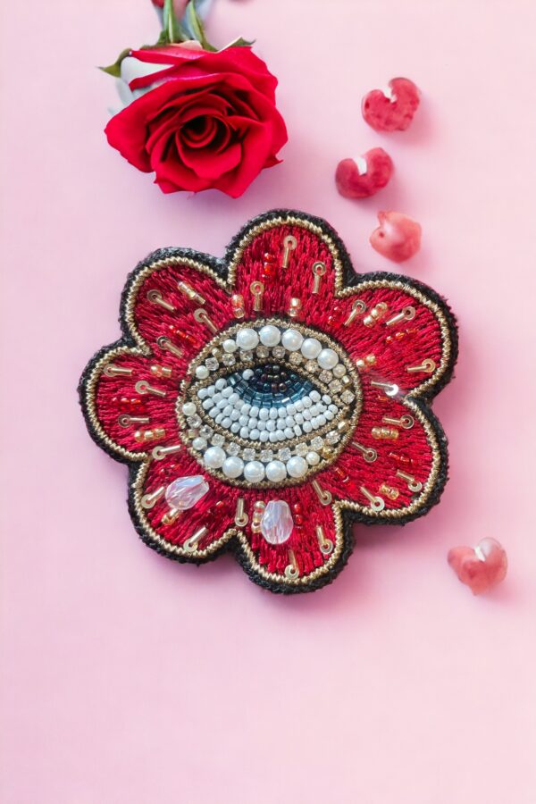 Red flower brooch