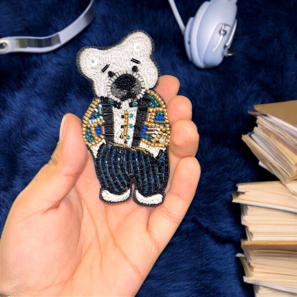 Cute. Teddy. Hand in pocket brooch