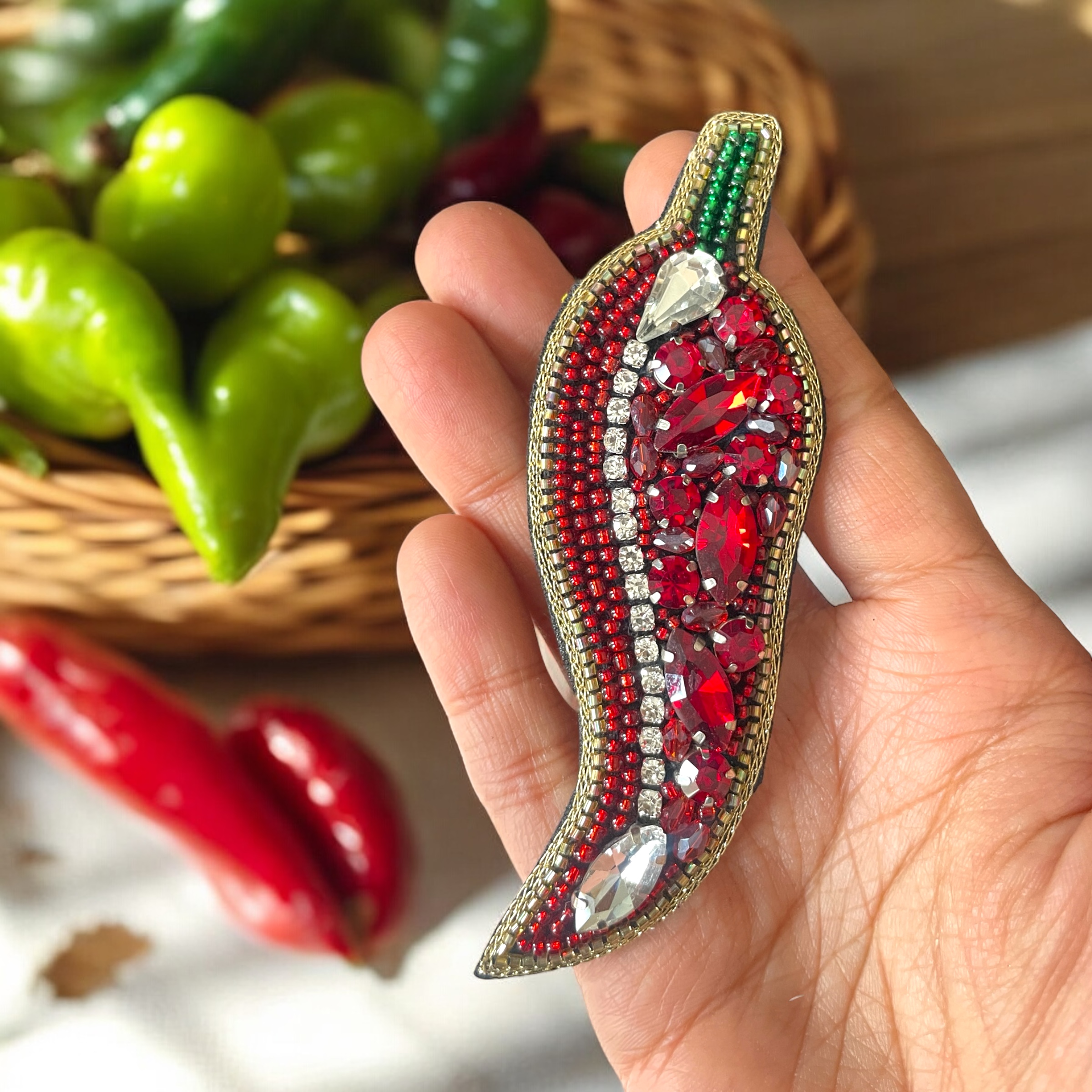 Teekhi Lal mirch (red chilli) brooch
