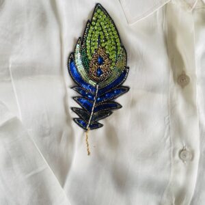 Peacock Feather Hand-Embroidered Shirt