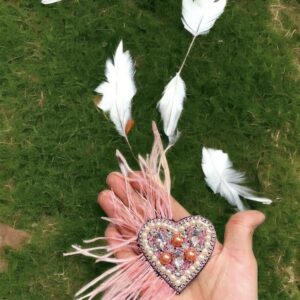 Pink Heart with feathers