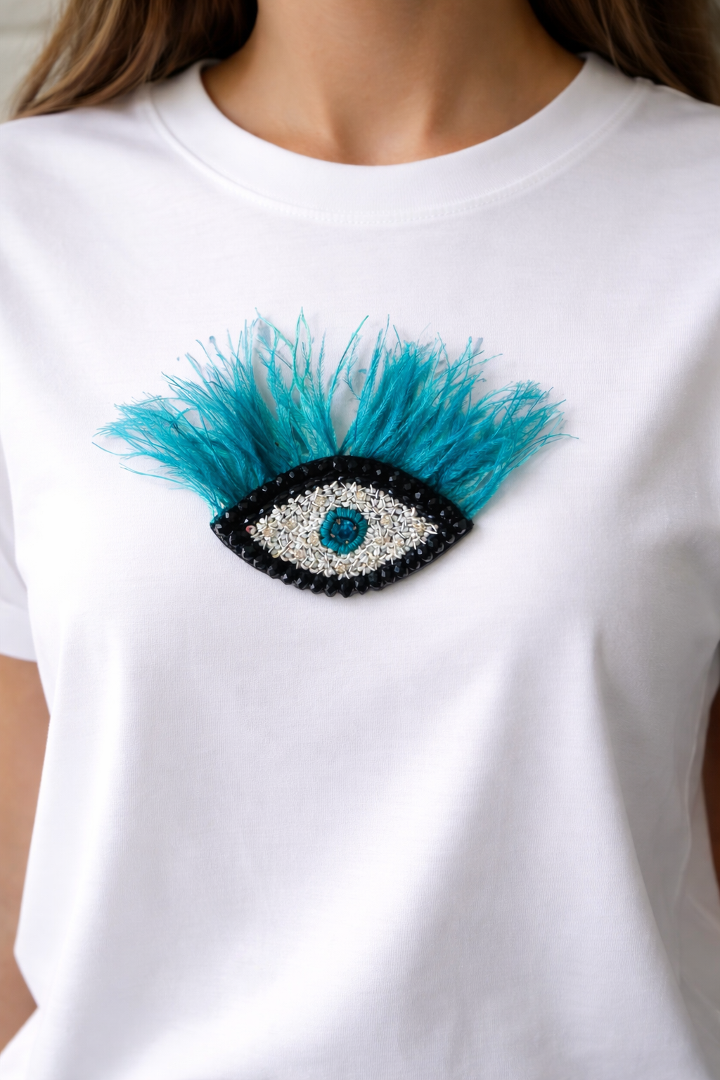 Evil eye with feather brooch - Image 3