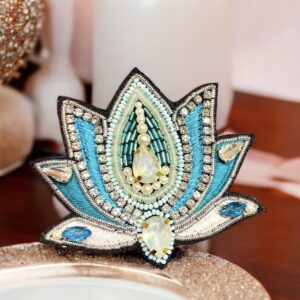 Lotus brooch (Vibrant blue -Firozi)